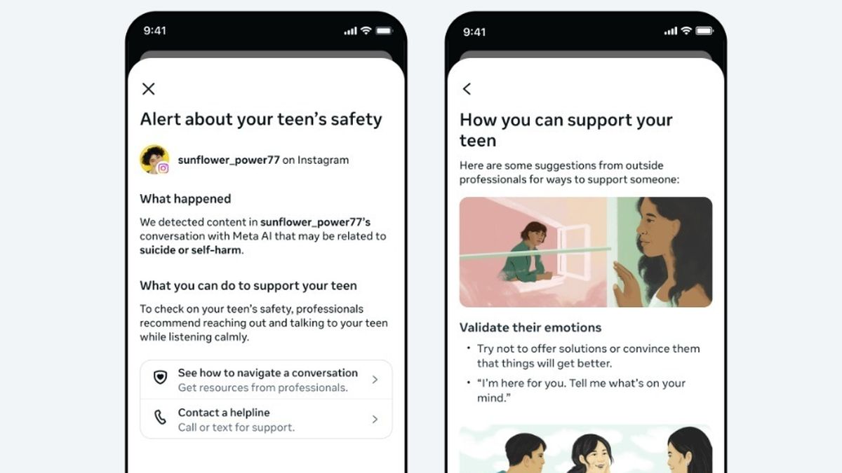 Meta AI notificará a los padres si detecta que los adolescentes intentan hablar sobre suicidio o autolesiones